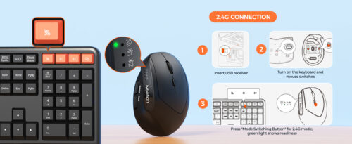 Wireless Dual-mode Ergonomic Keyboard and Mouse Set