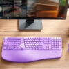 Purple Wireless Dual-mode Ergonomic Keyboard and Mouse Combo