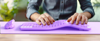 Purple Wireless Dual-mode Ergonomic Keyboard and Mouse Combo