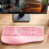 Pink Wireless Dual-mode Ergonomic Keyboard and Mouse Combo