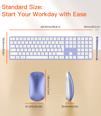 Ultra-Thin Full-Size Purple White Wireless Office Combo