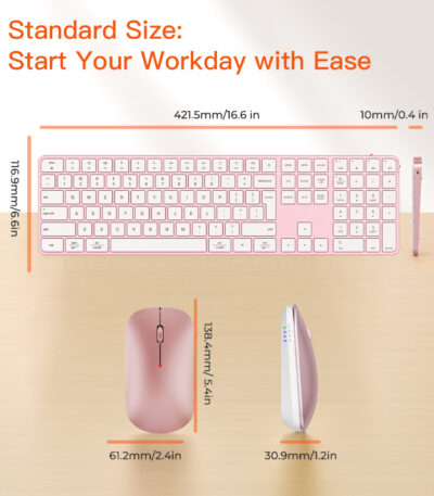 Ultra-Thin Full-Size Rose Gold Wireless Office Combo