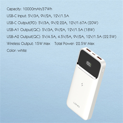 10000mAh Led Digital Display Wireless Power Bank PQ11