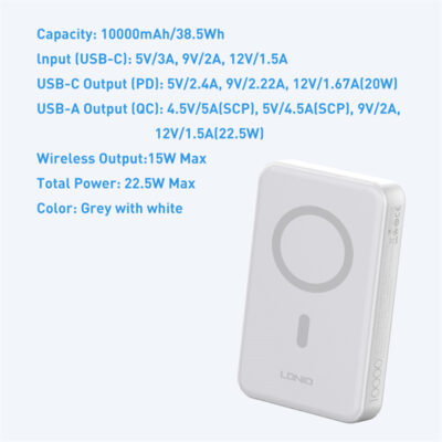 10000mAh Magnetic Wireless Power Bank PQ16