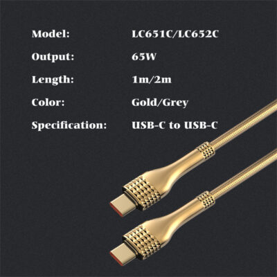 65W Woven Aluminum Foil USB3.0 Data Cable LC651 LC652