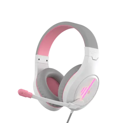 Stereo Gaming HeadsetWhite Pink Lightweight Backlit