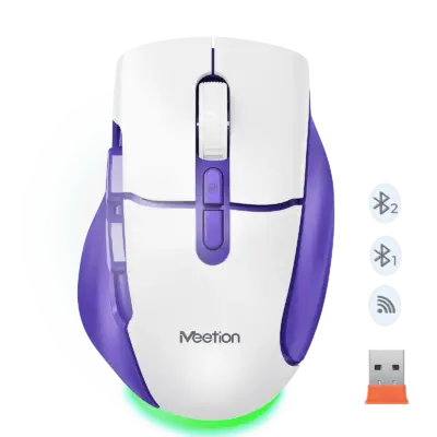Wireless Dual-Mode Ergonomic Mouse Purple White