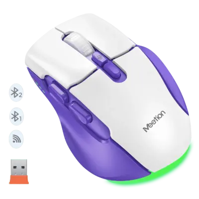 Wireless Dual-Mode Ergonomic Mouse Purple White