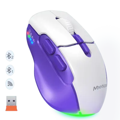 Wireless Dual-Mode Ergonomic Mouse Purple White