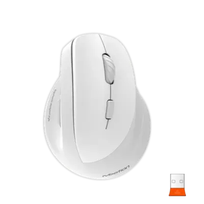 Right-Handed White Ergonomic Wireless Mouse