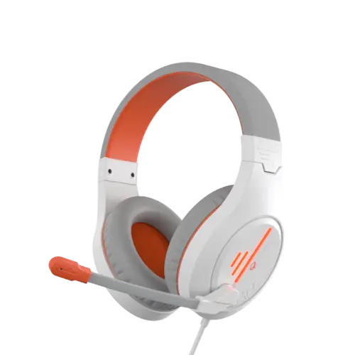 Stereo Gaming HeadphonesWhite Orange Lightweight Backlit