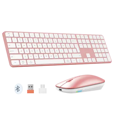 Ultra-Thin Full-Size Rose Gold Wireless Office Combo