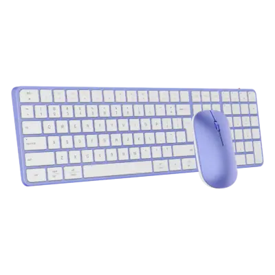 Ultra-Thin Full-Size Purple White Wireless Office Combo