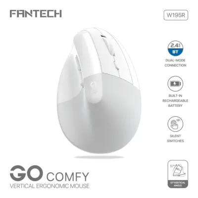 Fantech W195R GO COMFY Vertical Ergonomic Wireless & Bluetooth Mouse